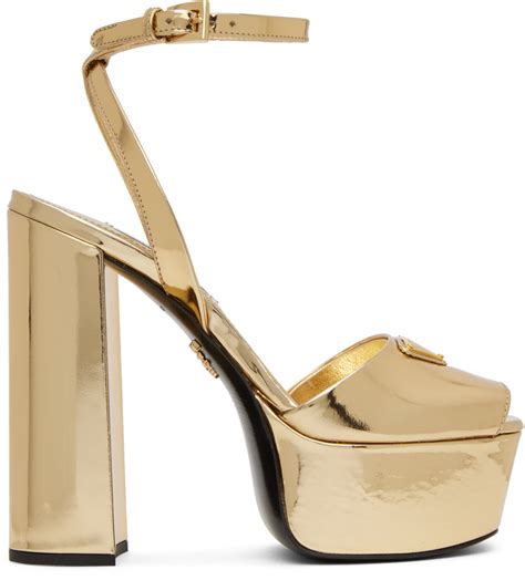 gold prada heels|prada high heels platform.